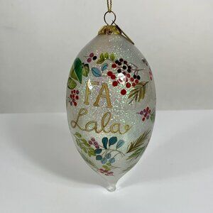 Pier One 1 Imports Fa La La 2017 Hand Painted Glass Christmas Ornament Bulb